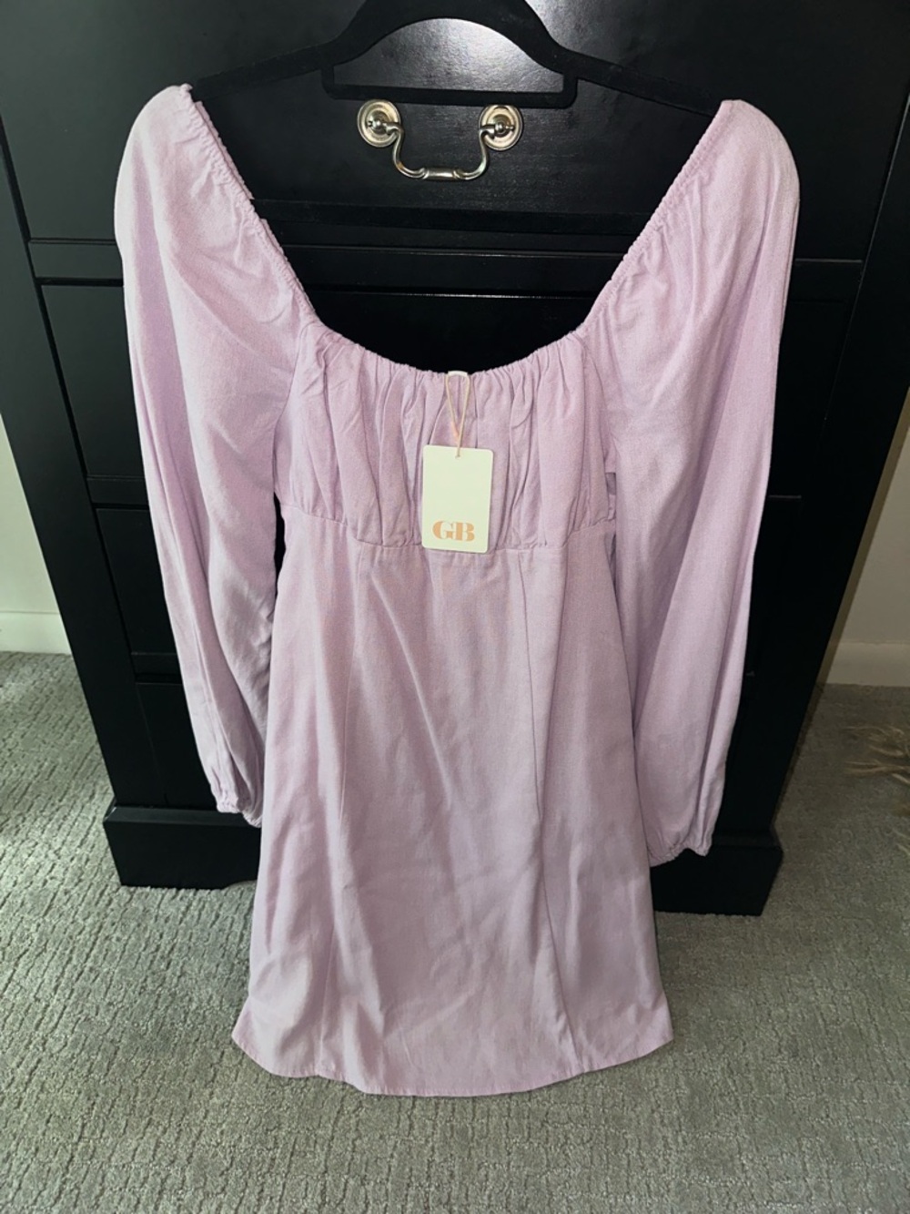 Gianni Bini Lilac Long Sleeve Square Neck Mini Dress
